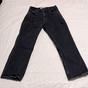 Abercrombie faded black ankle straight ultra high rise denim jeans